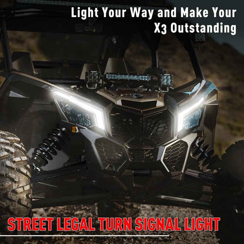 Beatto X3 Turn Signal Fang Light With White and Amber Color,Front Signature Accent Light Assembly Fit for Can-Am Maverick X3 and MAX models 2017-2025 - Image 2